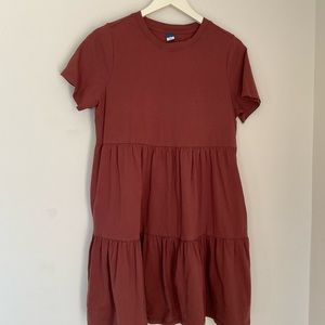 Old Navy Tiered Knit Dress - Dark Auburn Red/Brown - Medium - NWOT